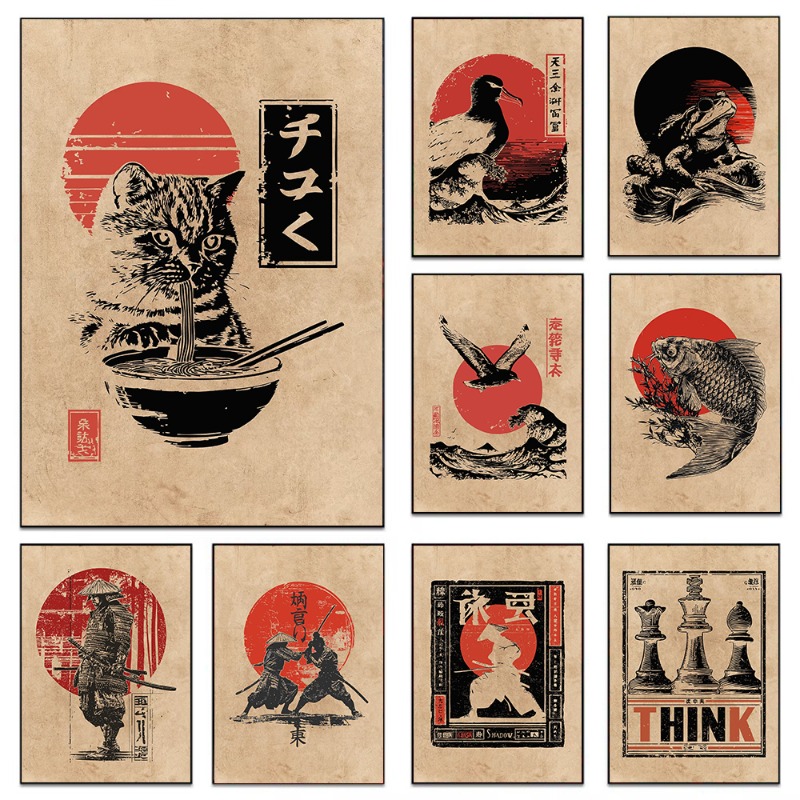 Japanese Eating Lifestyle - Vintage Japanse Koi Vis Kikker Kat